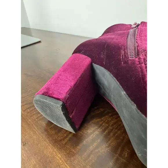 JustFab High Heel Boots, Magenta, Velvet Size US 8.5 - Picture 11 of 13